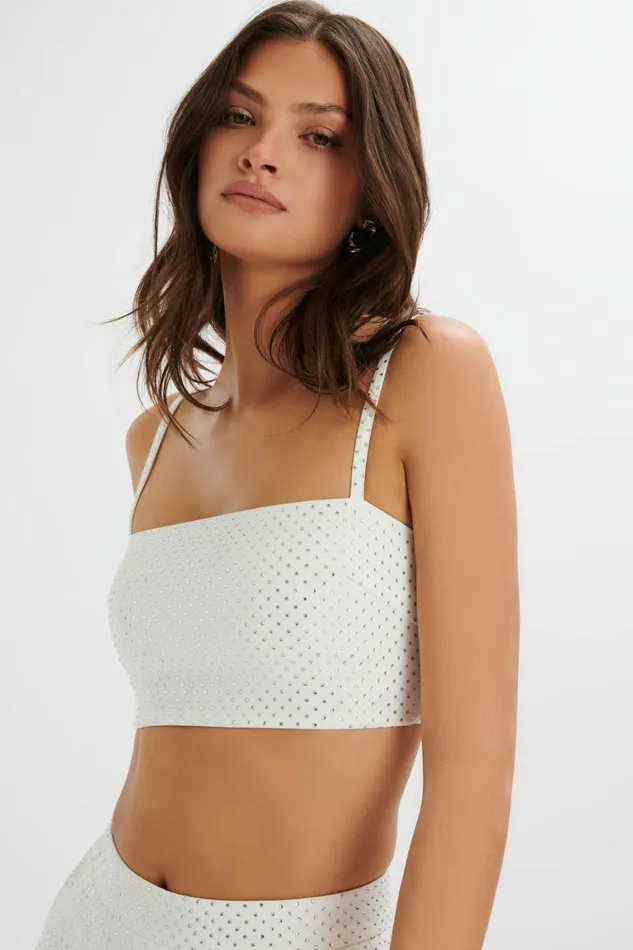 Lavish Alice Suiting DINA Crystal Embellished Bandeau In White White 8211 Women