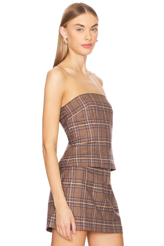 Leah Top Brown Plaid Multi Women Lovers and Friends Tops Leah Top Brown Plaid Multi Women Lovers and Friends Tops