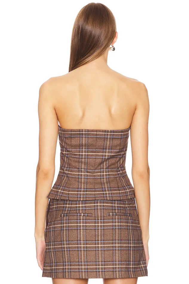 Leah Top Brown Plaid Multi Women Lovers and Friends Tops Leah Top Brown Plaid Multi Women Lovers and Friends Tops
