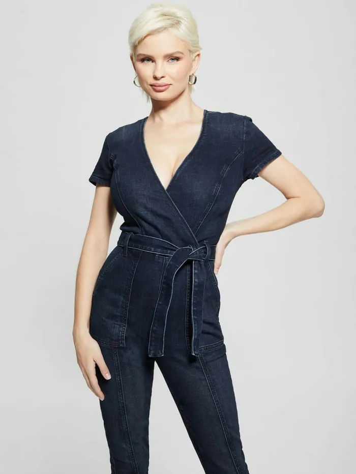 Leslie Denim Jumpsuit Blue Lagoon Indigo Wash Jeans and Denim GUESS Women