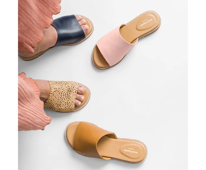 Lexi Slide Navy Leather Women Sandals Hush Puppies