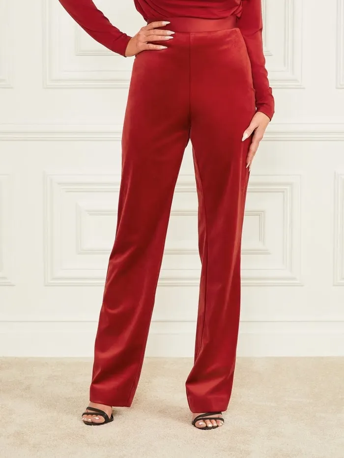 Lilli Velvet Pant Lacquer Red A503 Women Bottoms GUESS Lilli Velvet Pant Lacquer Red A503 Women Bottoms GUESS