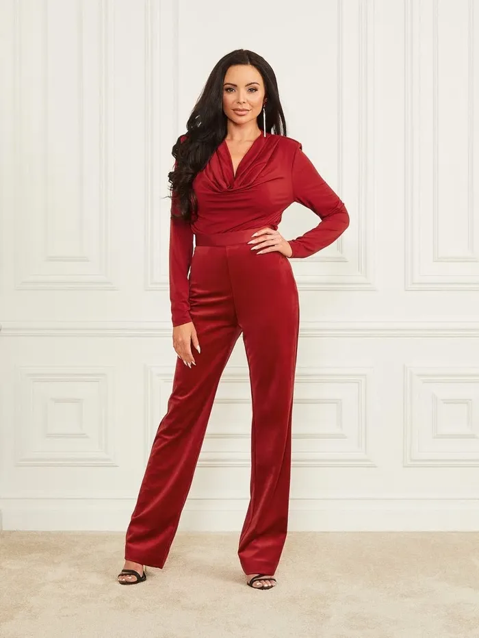 Lilli Velvet Pant Lacquer Red A503 Women Bottoms GUESS Lilli Velvet Pant Lacquer Red A503 Women Bottoms GUESS