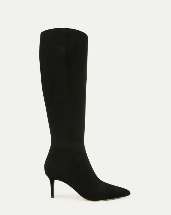 Lisa Suede MidHeel Tall Boot Black Suede Women Veronica Beard Shoes