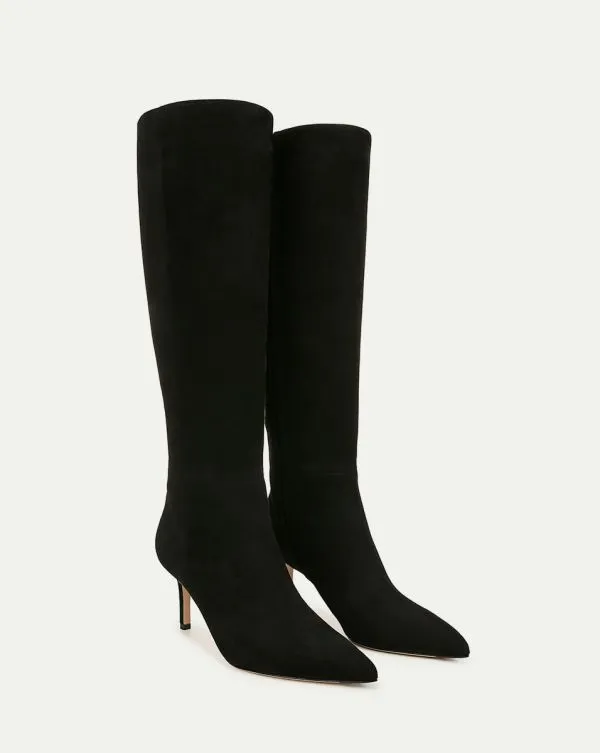 Lisa Suede MidHeel Tall Boot Black Suede Women Veronica Beard Shoes Lisa Suede MidHeel Tall Boot Black Suede Women Veronica Beard Shoes
