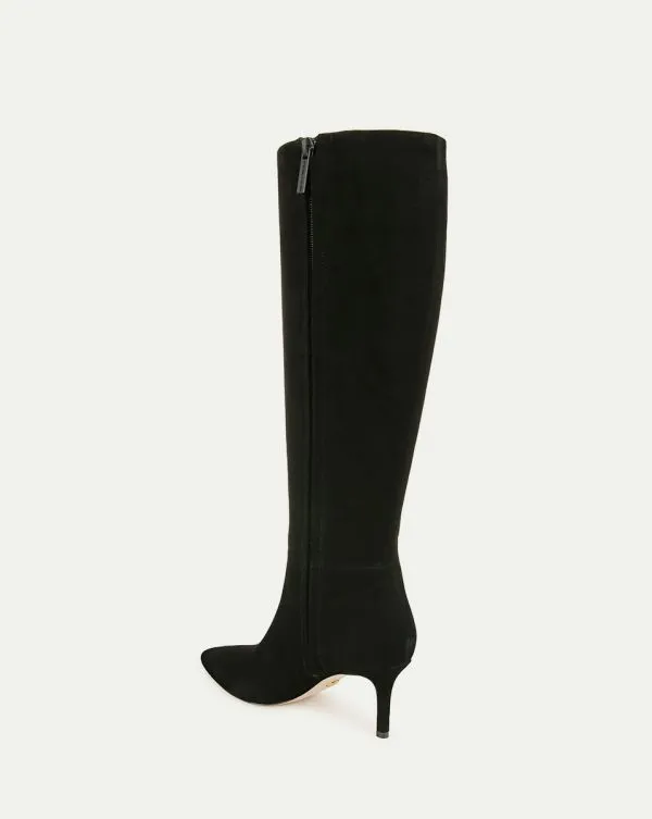 Lisa Suede MidHeel Tall Boot Black Suede Women Veronica Beard Shoes Lisa Suede MidHeel Tall Boot Black Suede Women Veronica Beard Shoes