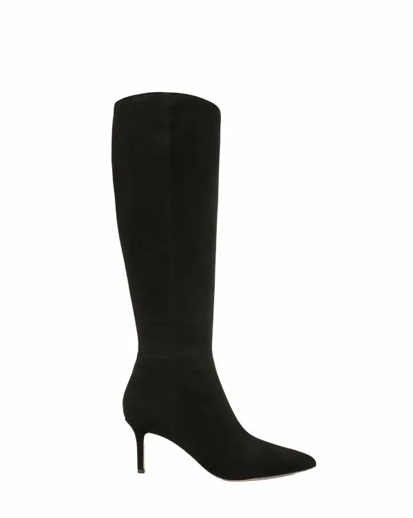 Lisa Suede MidHeel Tall Boot Black Suede Women Veronica Beard Shoes Lisa Suede MidHeel Tall Boot Black Suede Women Veronica Beard Shoes