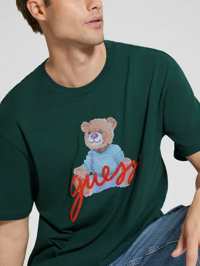 Logo Bear Tee Dark Jade Multi TShirts and Tanks GUESS Men