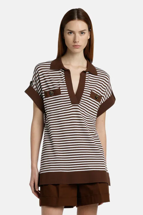 Luisa Spagnoli Caio Caio BlueWhite Women Blouses and Shirts
