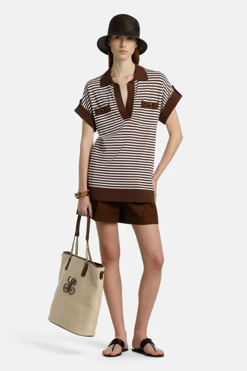 Luisa Spagnoli Caio Caio BlueWhite Women Blouses and Shirts