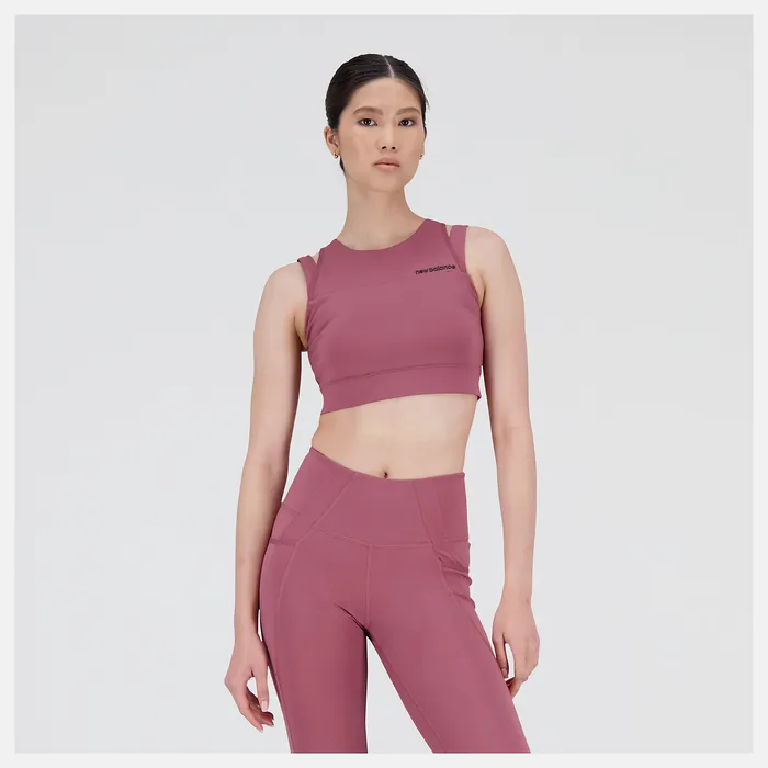 Matching Sets New Balance Women Shape Shield Crop Bra WASHED BURGUNDY