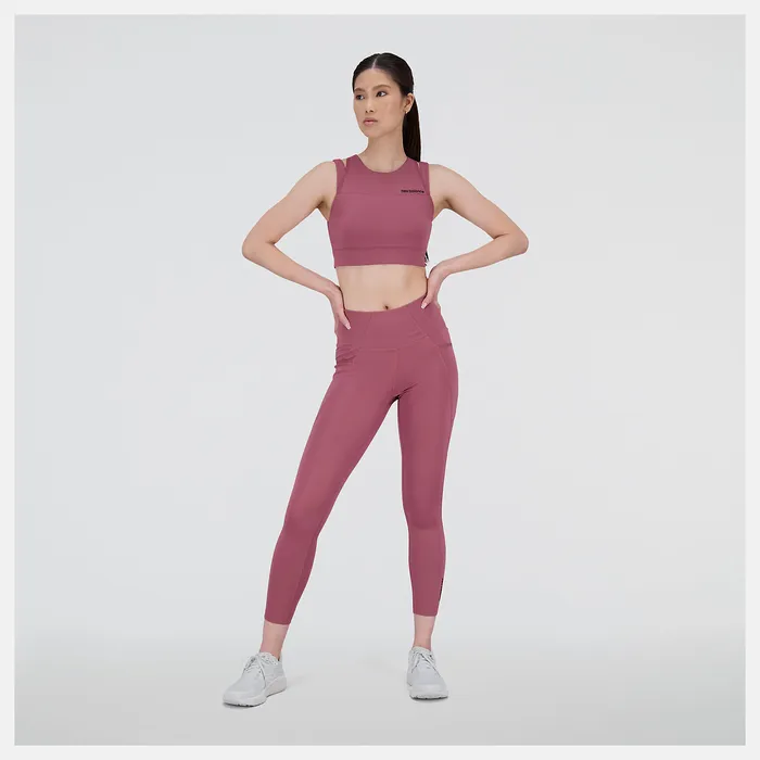 Matching Sets New Balance Women Shape Shield Crop Bra WASHED BURGUNDY