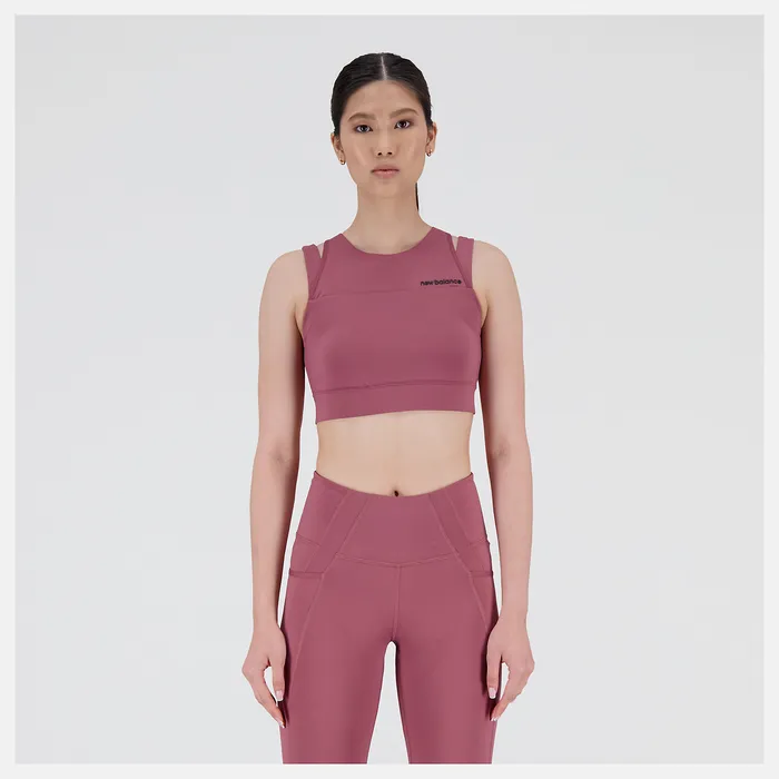 Matching Sets New Balance Women Shape Shield Crop Bra WASHED BURGUNDY