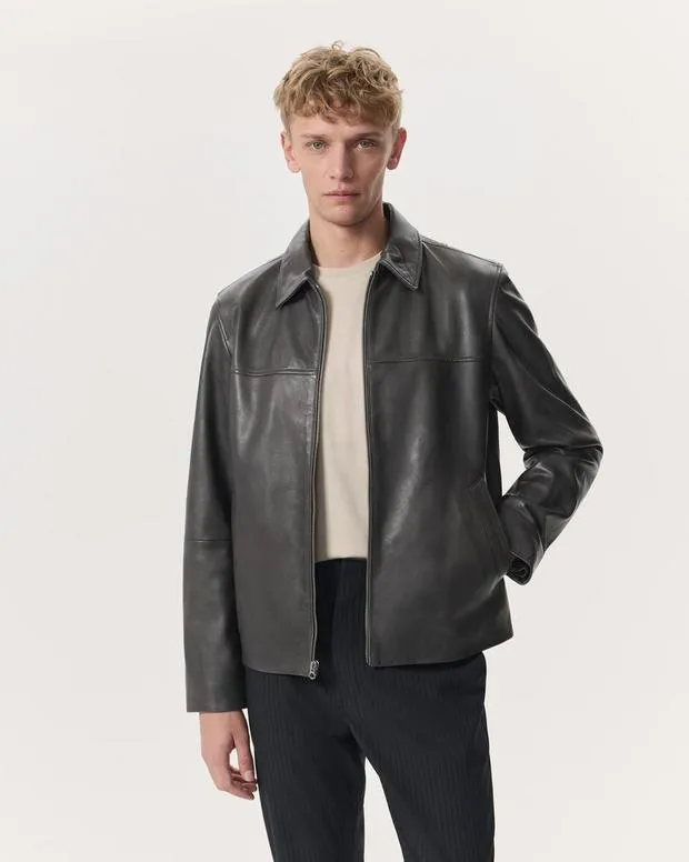 Melrose Leather Blouson Jacket Dark Grey Men Jackets and Coats rag and bone