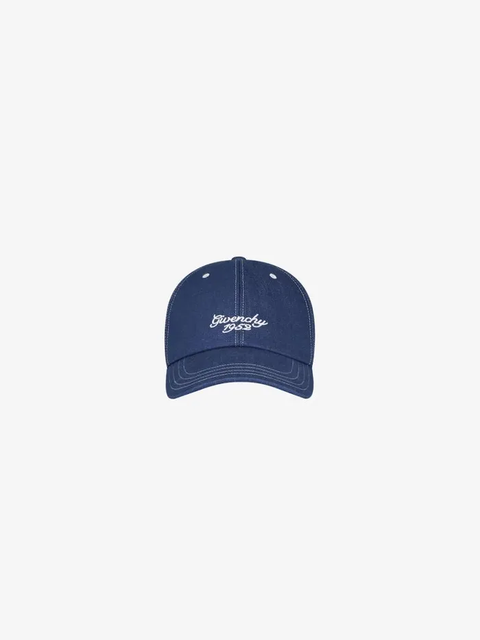 Men Beanies and Caps Givenchy GIVENCHY 1952 Embroidered Cap In Denim Purpleblue