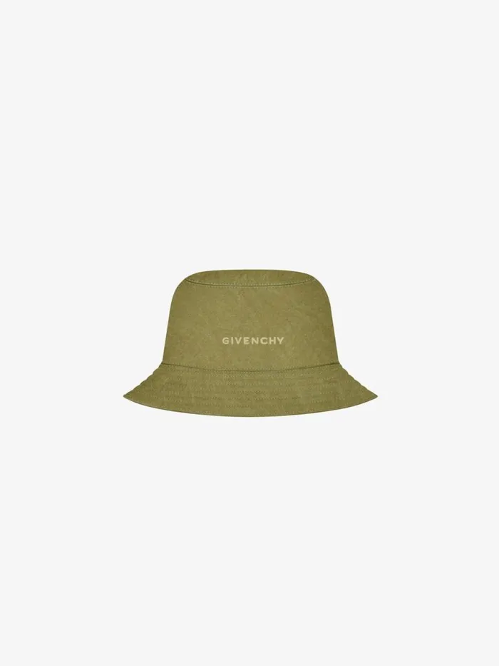 Men Beanies and Caps Givenchy GIVENCHY Bucket Hat In Canvas Khaki