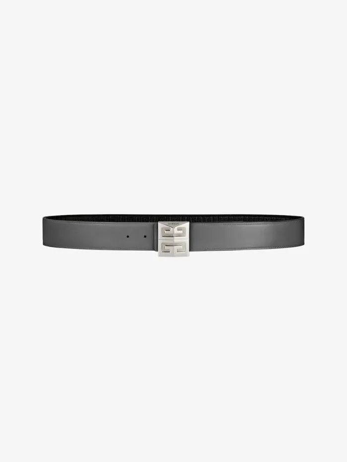 Men Belts Givenchy 4G Reversible Belt In Leather And 4G Coated Canvas Quartz Grey Men Belts Givenchy 4G Reversible Belt In Leather And 4G Coated Canvas Quartz Grey