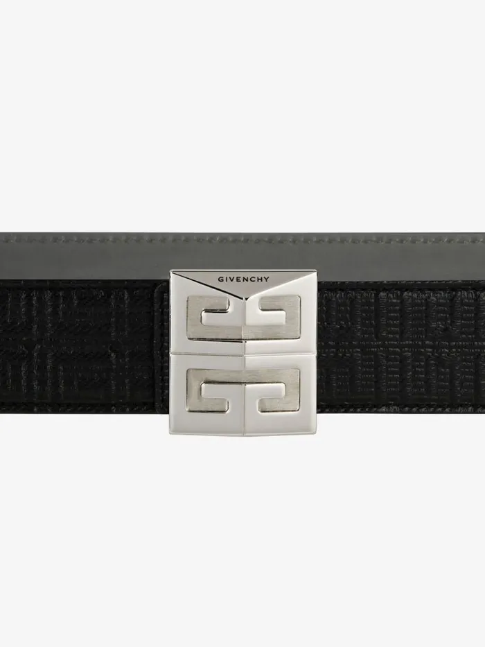 Men Belts Givenchy 4G Reversible Belt In Leather And 4G Coated Canvas Quartz Grey Men Belts Givenchy 4G Reversible Belt In Leather And 4G Coated Canvas Quartz Grey