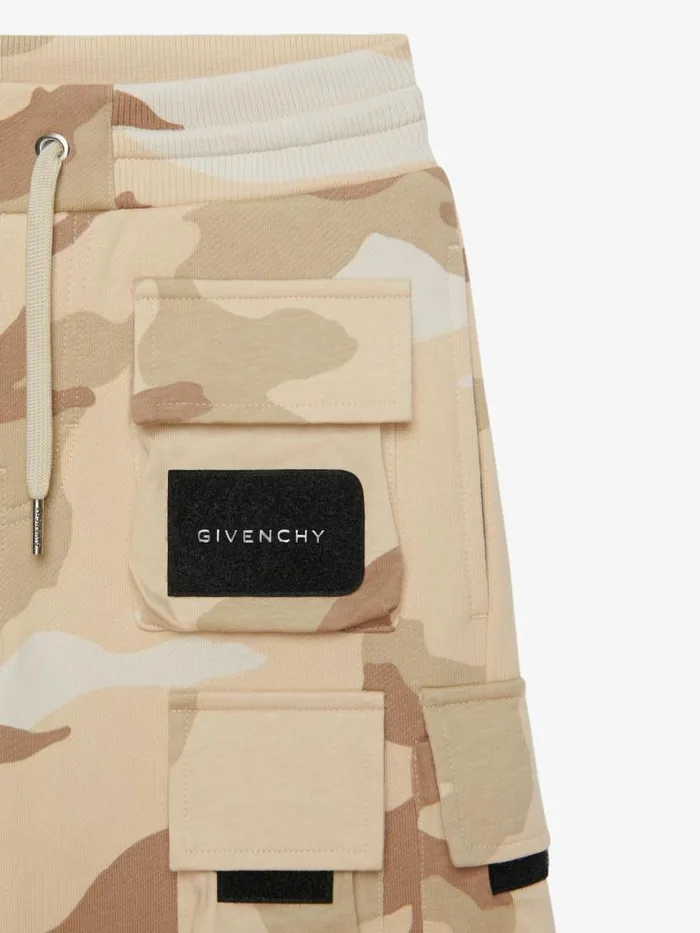 Men Boy 4 To 12 Years Givenchy Bermuda Shorts In Fleece With Camo Print Creambeige