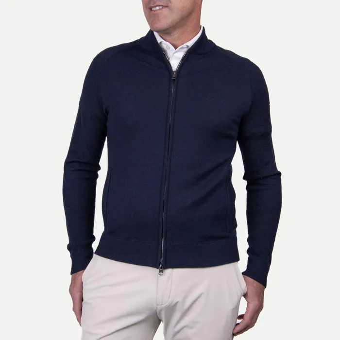 Men Calhoun Sweater Jacket Deep Space KJUS Midlayers and Sweaters