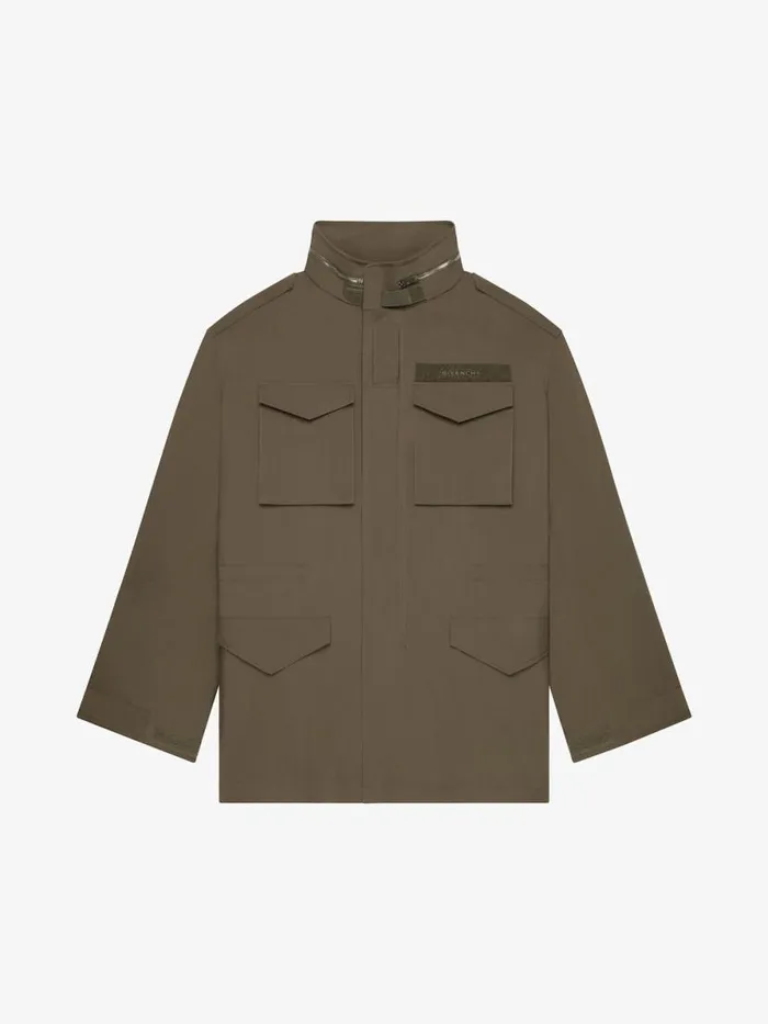 Men Coats and Jackets Givenchy Parka In Cotton Canvas Olive Green