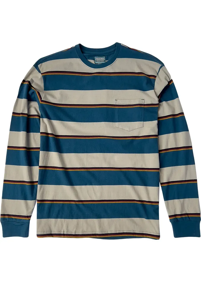 Men Creators Stripe Ls Pkt Tee Deep Water Knit Tees Vissla