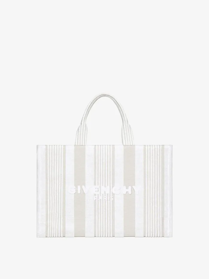 Men Crossbody Bags Givenchy GIVENCHY Tote Bag In Cotton Towelling With Stripes Ivory