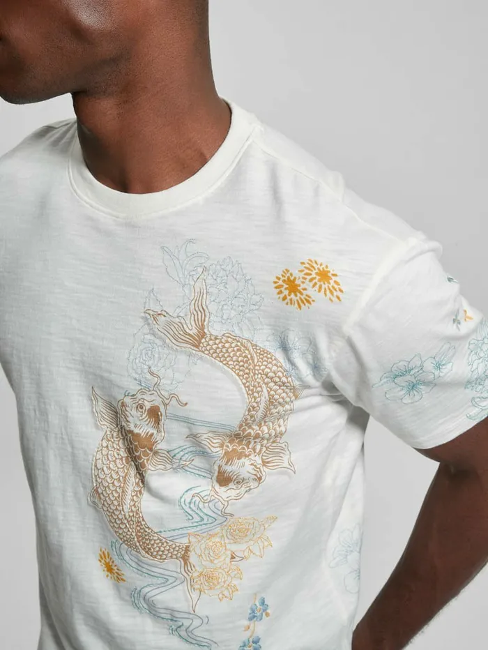 Men David Embroidered Tee Salt White TShirts and Tanks GUESS Men David Embroidered Tee Salt White TShirts and Tanks GUESS