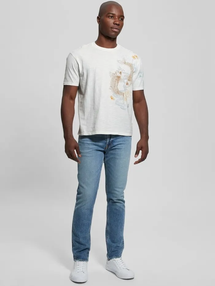 Men David Embroidered Tee Salt White TShirts and Tanks GUESS Men David Embroidered Tee Salt White TShirts and Tanks GUESS