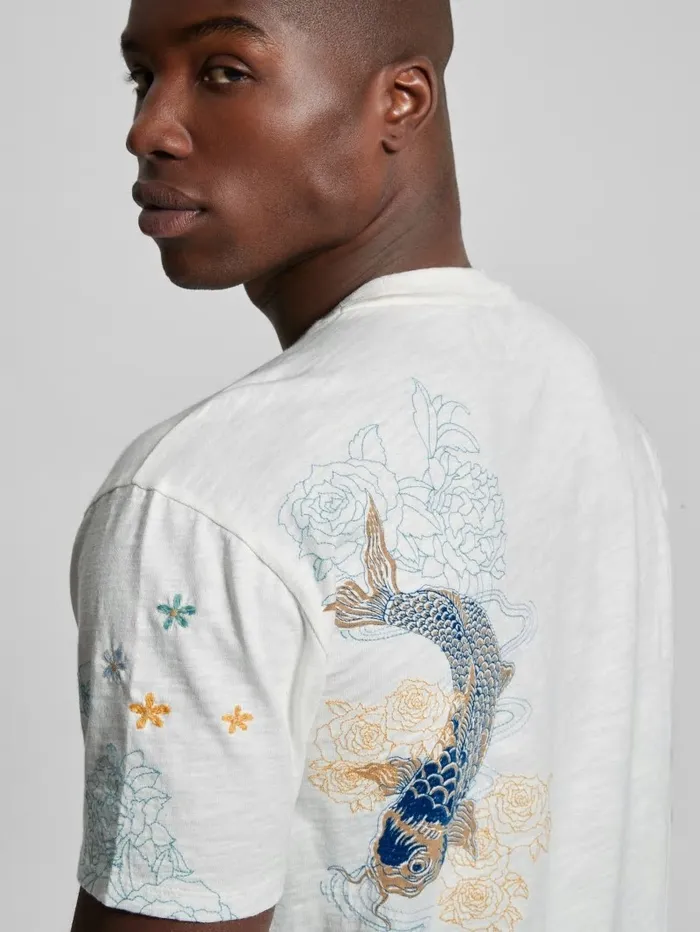 Men David Embroidered Tee Salt White TShirts and Tanks GUESS Men David Embroidered Tee Salt White TShirts and Tanks GUESS