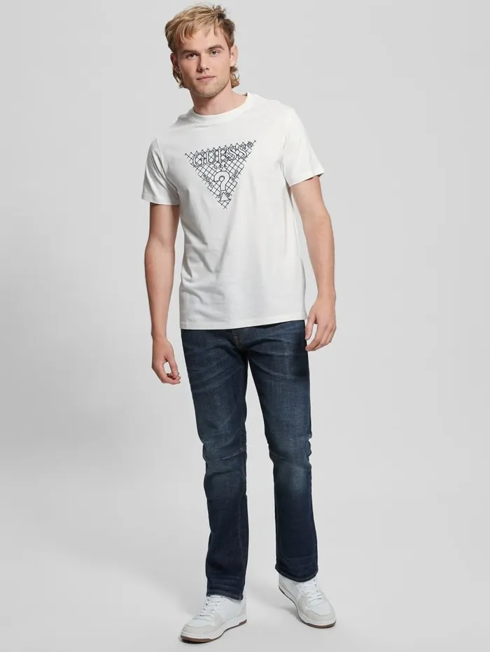 Men GUESS Eco Triangle Patch Tee Pure White TShirts and Tanks Men GUESS Eco Triangle Patch Tee Pure White TShirts and Tanks