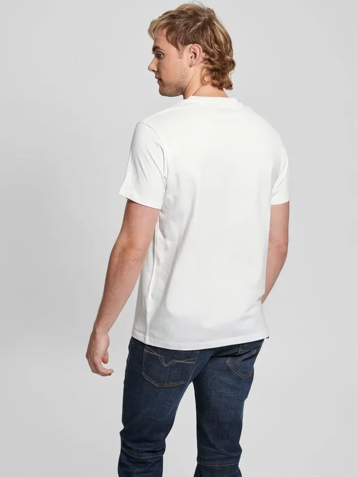 Men GUESS Eco Triangle Patch Tee Pure White TShirts and Tanks Men GUESS Eco Triangle Patch Tee Pure White TShirts and Tanks