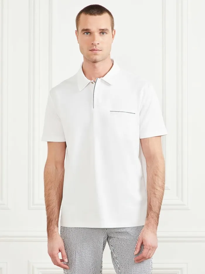 Men GUESS Formal Performance Polo Pure White Shirts