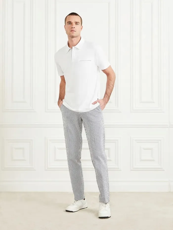 Men GUESS Formal Performance Polo Pure White Shirts