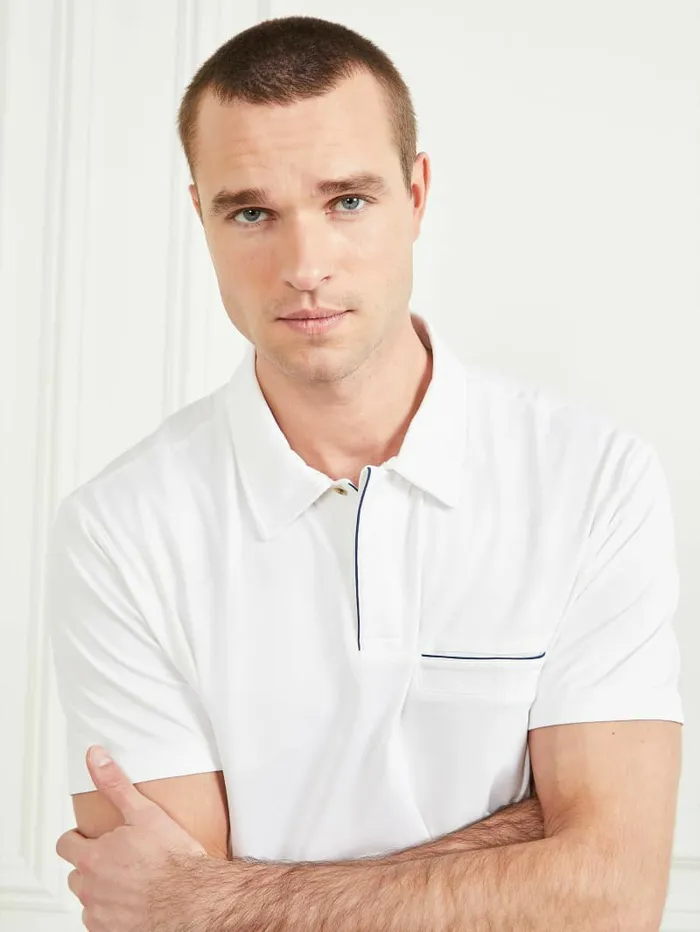 Men GUESS Formal Performance Polo Pure White Shirts