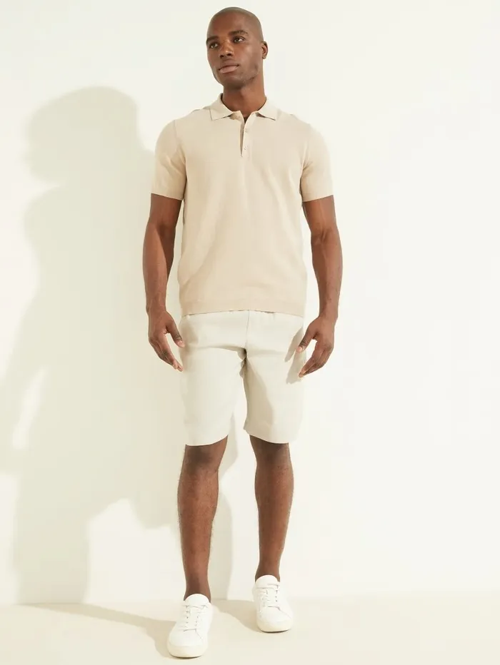 Men GUESS Formal Performance Sweater Polo Pasadena Stone Hoodies and Sweaters Men GUESS Formal Performance Sweater Polo Pasadena Stone Hoodies and Sweaters