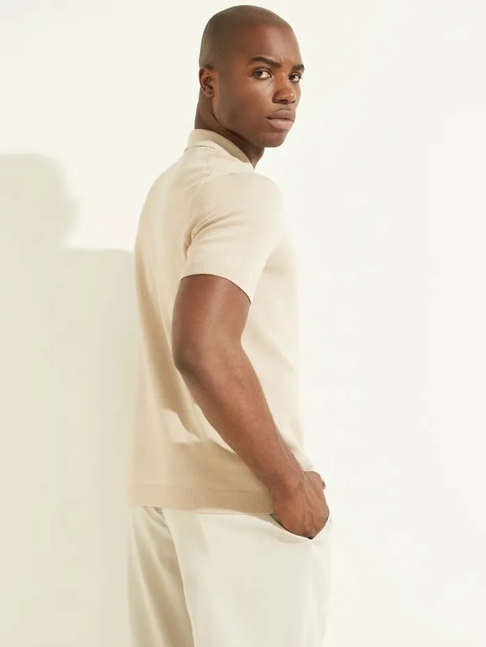 Men GUESS Formal Performance Sweater Polo Pasadena Stone Hoodies and Sweaters Men GUESS Formal Performance Sweater Polo Pasadena Stone Hoodies and Sweaters