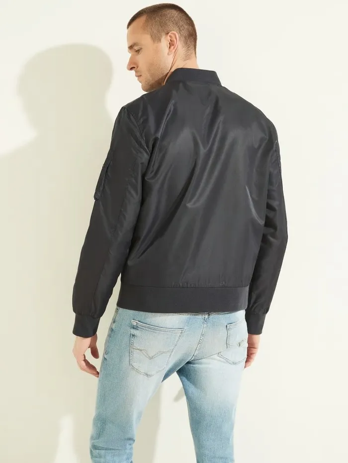 Men GUESS Nylon Flight Jacket Bleu lgant Jackets and Coats Men GUESS Nylon Flight Jacket Bleu lgant Jackets and Coats