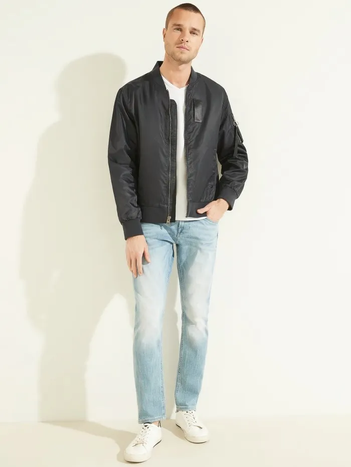 Men GUESS Nylon Flight Jacket Bleu lgant Jackets and Coats Men GUESS Nylon Flight Jacket Bleu lgant Jackets and Coats