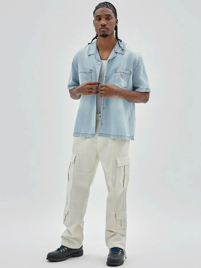 Men GUESS Originals Denim Camp Shirt Go Lt Wash Denim Shirt Shirts GUESS Men GUESS Originals Denim Camp Shirt Go Lt Wash Denim Shirt Shirts GUESS