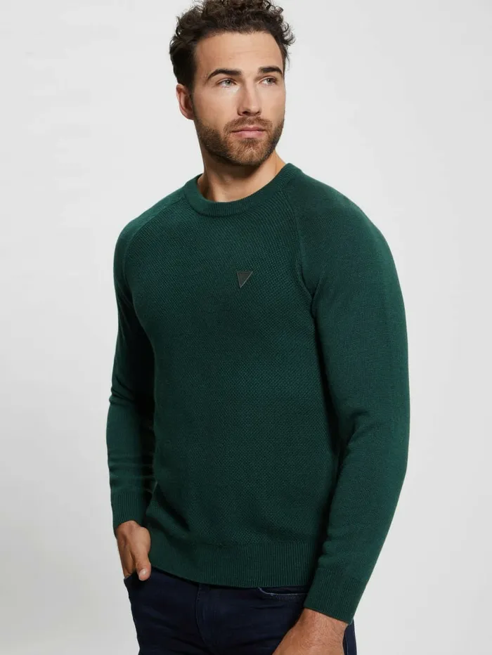 Men Hoodies and Sweaters GUESS Eco Alec WoolBlend Sweater Alpine Grove