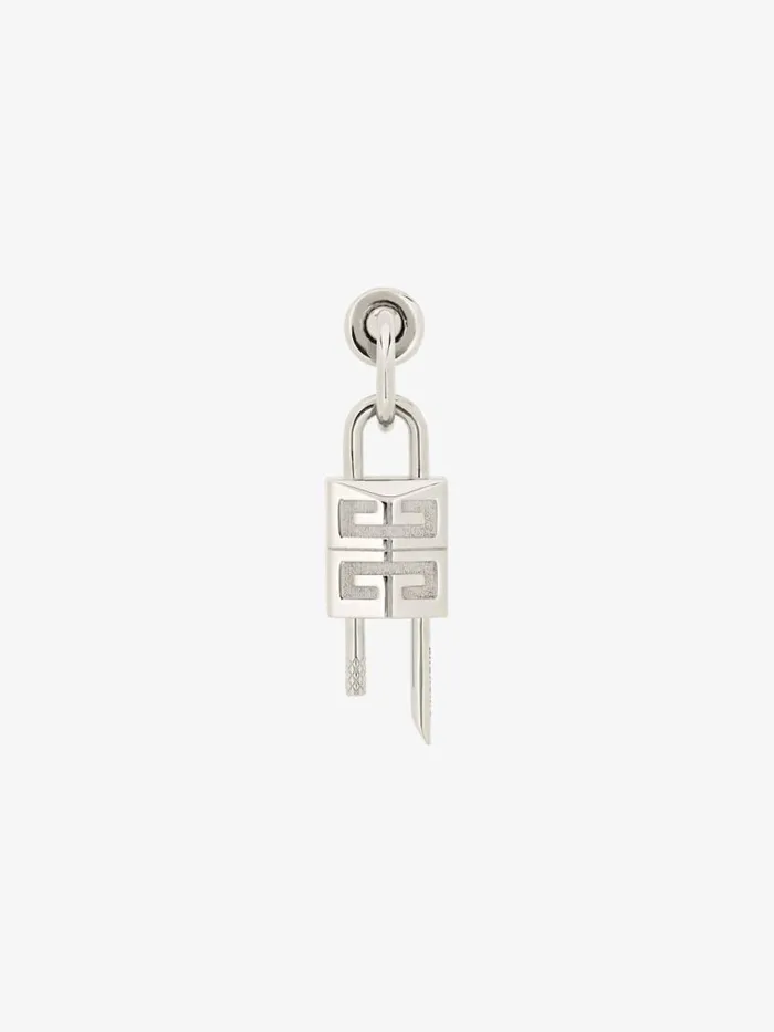 Men Jewelry Givenchy Lock Earring In Metal Silvery