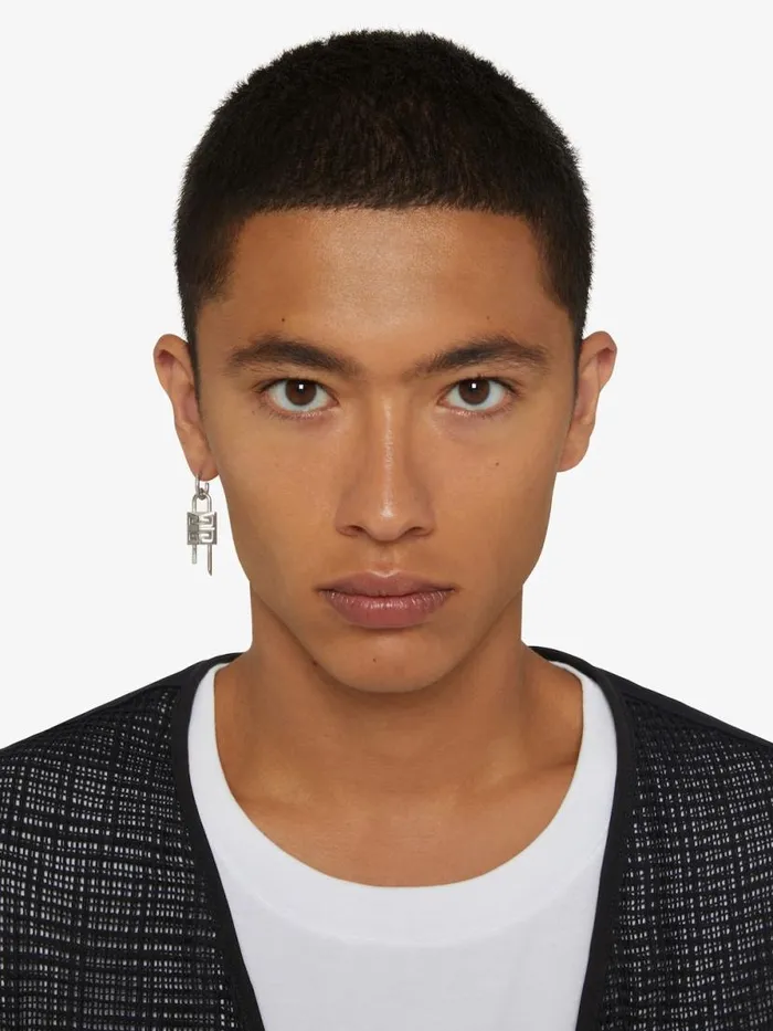 Men Jewelry Givenchy Lock Earring In Metal Silvery