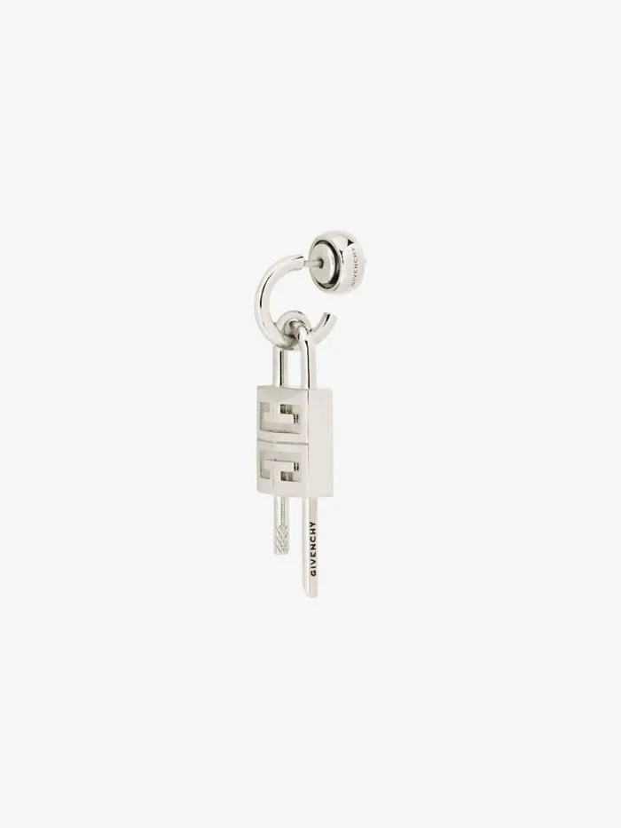 Men Jewelry Givenchy Lock Earring In Metal Silvery