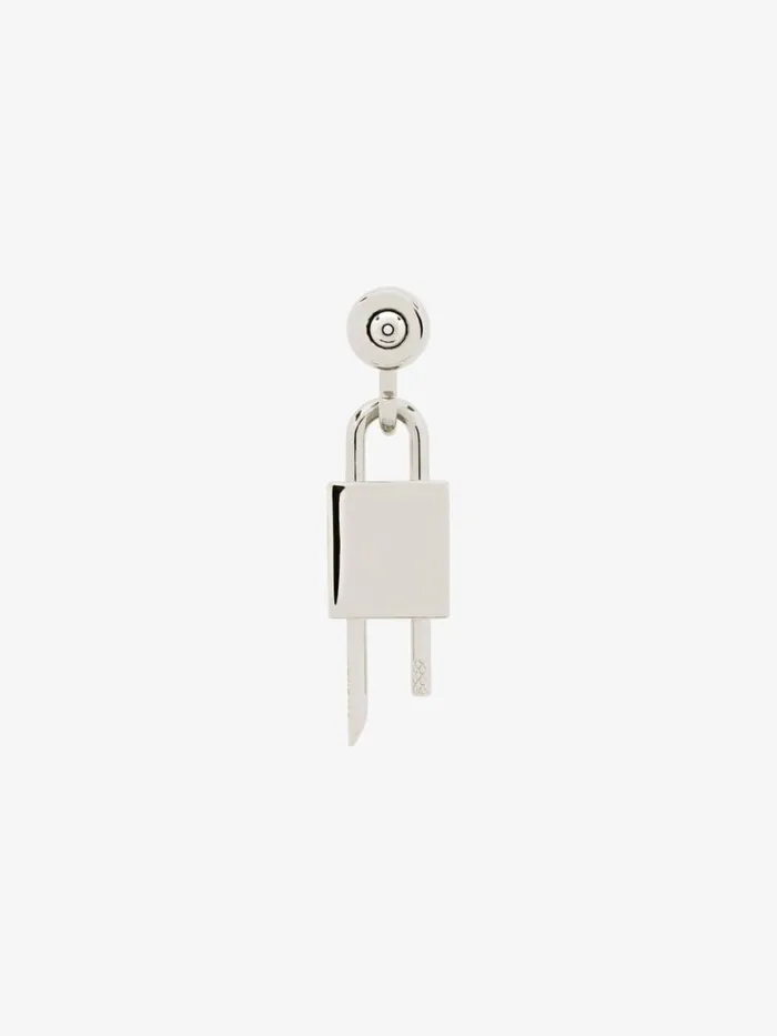 Men Jewelry Givenchy Lock Earring In Metal Silvery