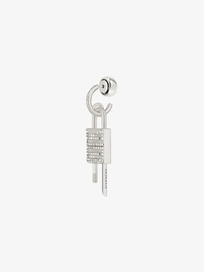 Men Jewelry Givenchy Lock Earring In Metal With Crystals Silvery Men Jewelry Givenchy Lock Earring In Metal With Crystals Silvery