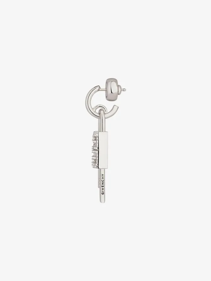 Men Jewelry Givenchy Lock Earring In Metal With Crystals Silvery Men Jewelry Givenchy Lock Earring In Metal With Crystals Silvery