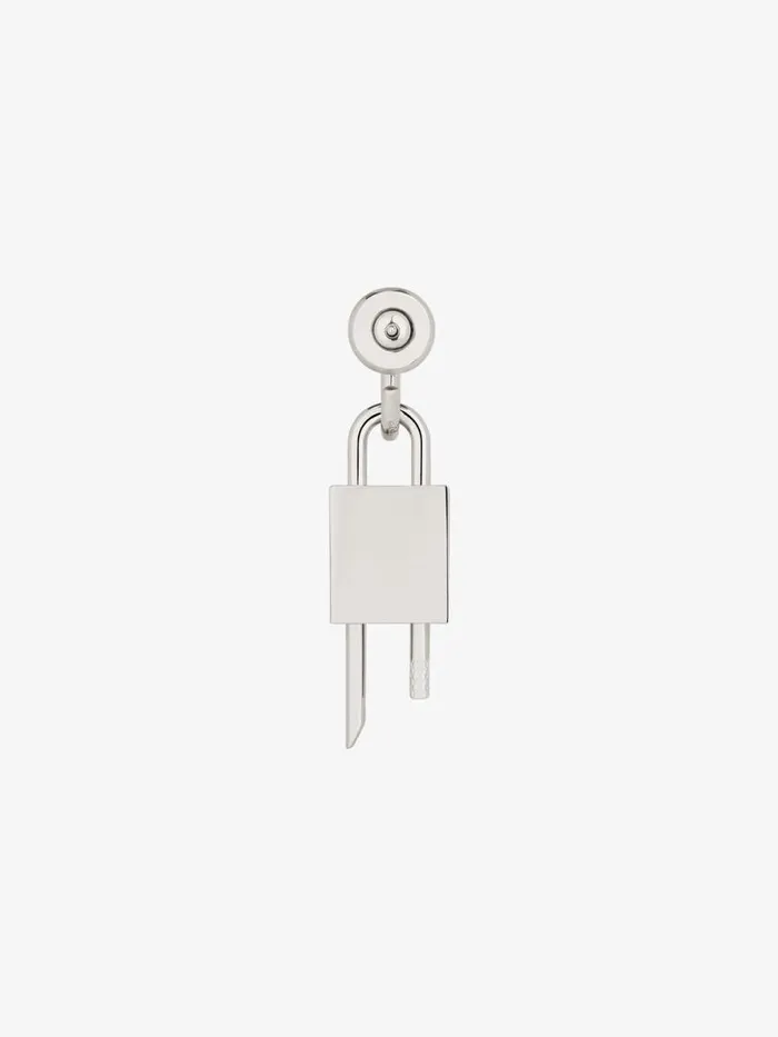 Men Jewelry Givenchy Lock Earring In Metal With Crystals Silvery Men Jewelry Givenchy Lock Earring In Metal With Crystals Silvery