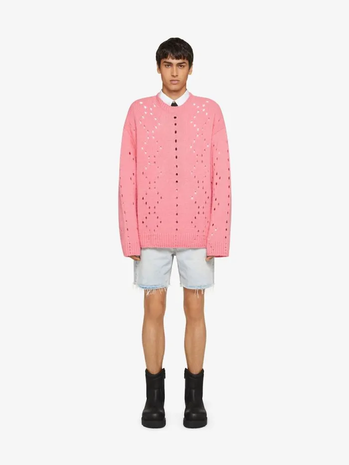 Men Knitwear Givenchy Oversized Sweater In Wool Flamingo