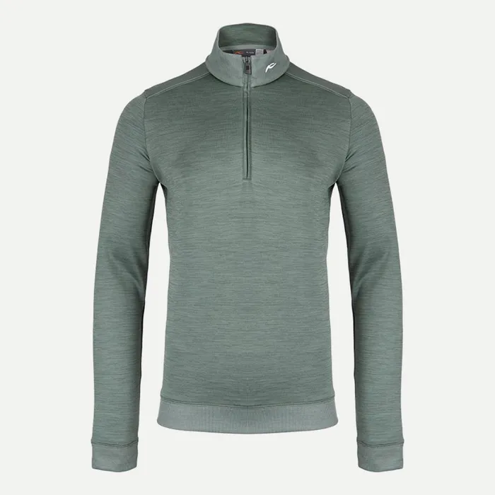 Men Liam Techwool Ribbed Hem HalfZip Green Smoke KJUS Midlayers and Sweaters